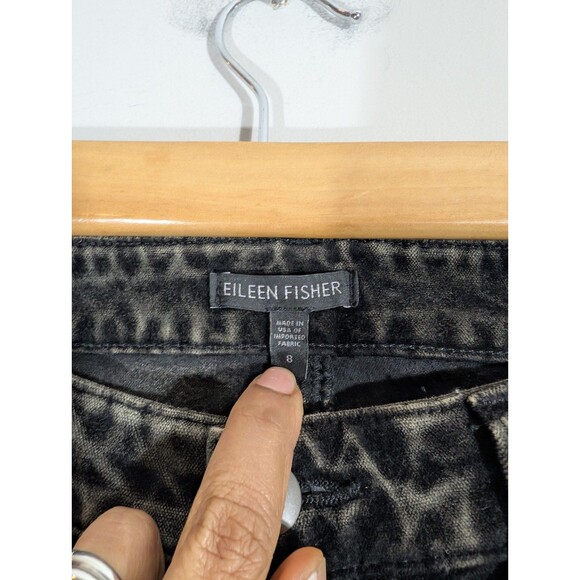 Eileen Fisher Womens Acid Wash Velvet Skinny Ankle Pants Sz 8 Goth Grunge Witchy - Picture 5 of 9